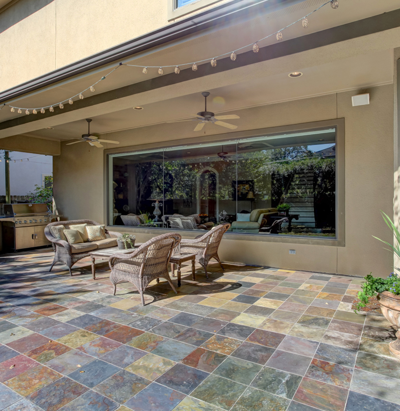 view of patio / terrace with a ceiling fan